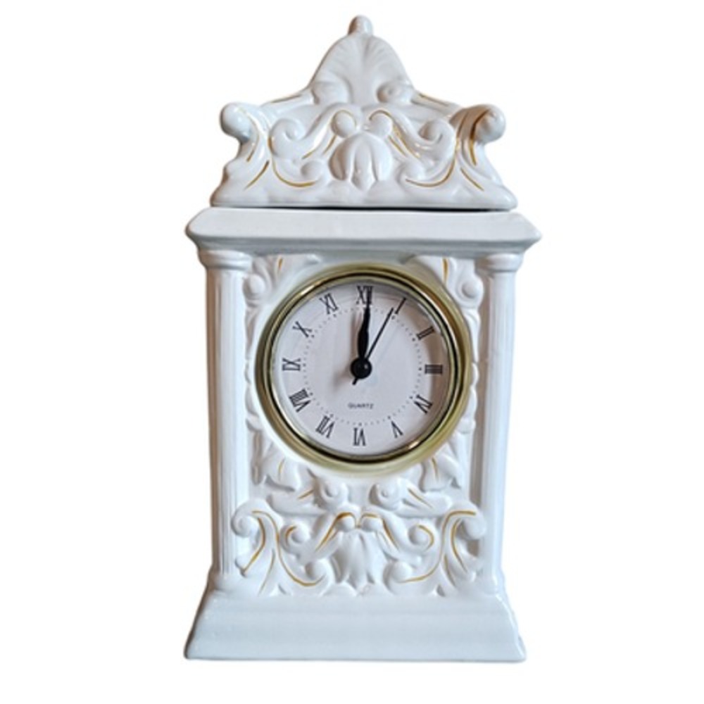 Disney Alice Through the Looking Glass Cookie Jar‎ Clock Ceramic White Gold Trim
